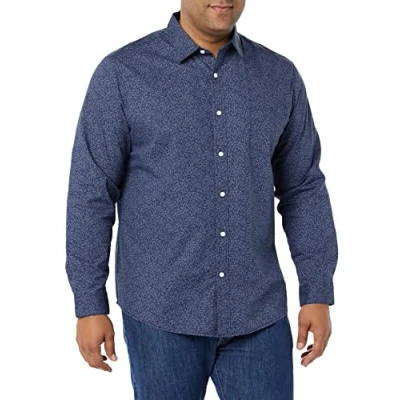 Afbeelding van Amazon Essentials Regular Fit Stretch Poplin overhemd met lange mouwen, marineblauw bloemen, Large