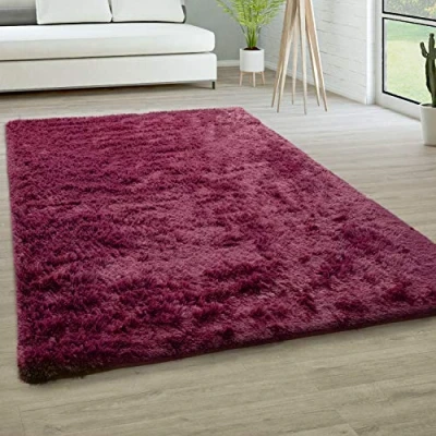 Afbeelding van Tapijt Hoogpolig Vloerkleed Woonkamer Vacht Imitatiebont Shaggy Wollig Eenkleurig, Maat:200x290 cm, Kleur:Paars