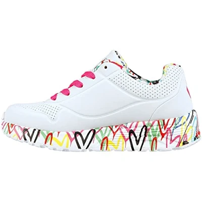 Afbeelding van Skechers Uno Lite Lovely Luv Sneakers voor meisjes, Wit synthetisch H rand roze, 28.5 EU