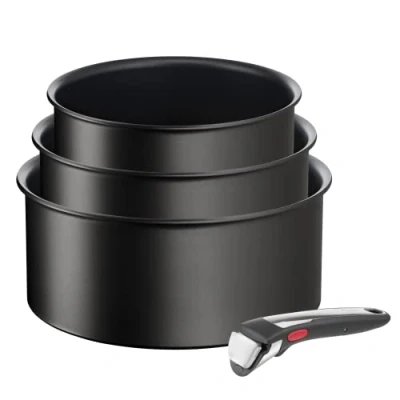 Afbeelding van Tefal Ingenio Set van 3 pannen + afneembaar handvat, inductie, antiaanbaklaag, stapelbaar, vaatwasmachinebestendig, gemaakt in Frankrijk, Eco Resist On L7679202