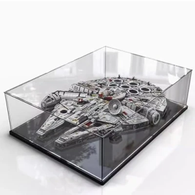 Afbeelding van Acryl vitrine voor Lego 75192 Millennium Falcon model, stofdichte displaybox, opbergdoos, transparante doos, displaybox compatibel met (alleen koffer, geen model) (zwarte basis)
