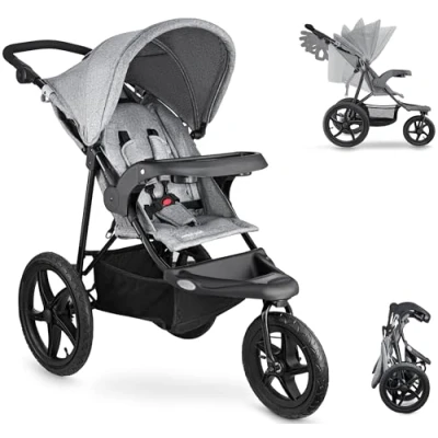 Afbeelding van Moby System Runner Buggy Mountain Driewieler kinderwagen, zwart, voor kinderen tot 15 kg, hij draait goed en comfortabel, kan gemakkelijk worden ingeklapt, grijs