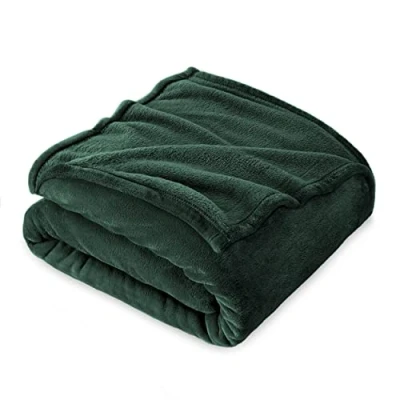 Afbeelding van Fleece Deken, Deken Een of Tweepersoons 160 x 210 cm, Kinderflanel Bed Super Zacht Donkergroen