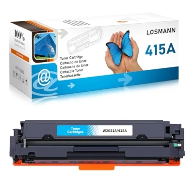 Afbeelding van LOSMANN 415A Toner compatibel met HP 415X W2031A W2031X tonercartridge vervanging voor Color Laserjet Pro MFP M479fdw M479fnw M479fdn M479dw M454dn M454dw M479 M454 (cyaan)