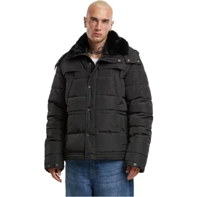 Afbeelding van Urban Classics Winterjas voor heren, met afneembare bontkraag, warme pufferjas regular fit, zwart, 4XL