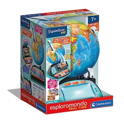 Afbeelding van Clementoni 16446 Sapientino Più real time Explorer interactieve sprekende wereldbol, wereldbol kinderen, educatief spel 6 jaar, elektronisch spreken, Bluetooth pen, speciale app, met batterijen