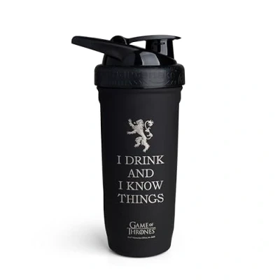 Afbeelding van Smartshake Reforce Game of Thrones I Know Things, shakerfles (900 ml), lichte weerstandssportshaker fles met zacht deksel, lekvrij, BPA vrij en DEHP