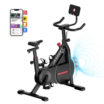 Afbeelding van JASPORT C3 Ergometer hometrainer, stil, indoor fitnessbike met magnetische weerstand, lcd display, cardiotraining, belastbaar tot 120 kg app video on demand trainingen