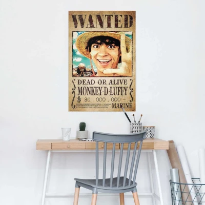 Afbeelding van Reinders! Poster One Piece wanted monkey d. Luffy