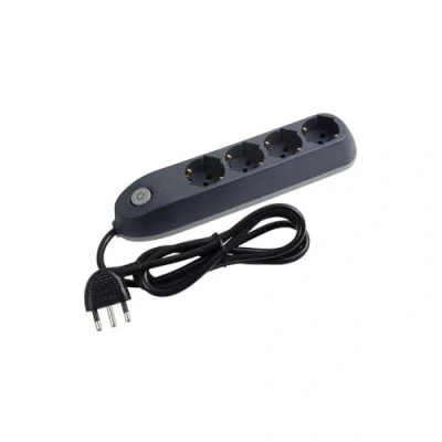 Afbeelding van BTicino Elektrische stekkerdoos poker met 4 universele stopcontacten P40 Schuko Zipasso Standaard Duits, 1,5 m kabel ruimtebesparend en scheurbestendig 16 A, 3500 W, kleur grijs