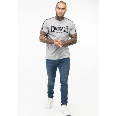 Afbeelding van Lonsdale Normale Passform Vementry Tshirt print, Heren, Maat: 3XL, Marl grey black white