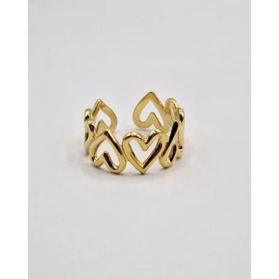 Afbeelding van Brede Damesring Hartjes Stainless Steel 9mm Verstelbare ring dames Statement Valentijn