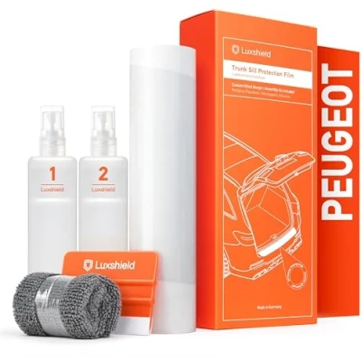 Afbeelding van Luxshield laaddrempel beschermingsfolie voor Peugeot 208 II I 2019 2024 bumperbescherming, krasbescherming, lakbeschermingsfolie carbon look zwart