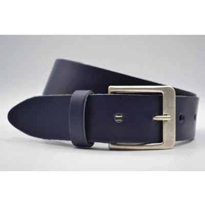 Afbeelding van 4cm brede marine blauwe echt lederen jeans riem maat 105