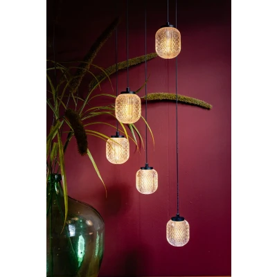 Afbeelding van ETH Rechte hanglamp Kristel 5 lichts zwart 05 HL4592 30