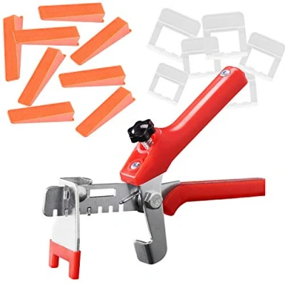 Afbeelding van EXLECO Tegel Leveling Systeem met 100 STKS Wiggen 400 1.5mm Niveau Spacer 1 ST Tang Floor Kit Tool