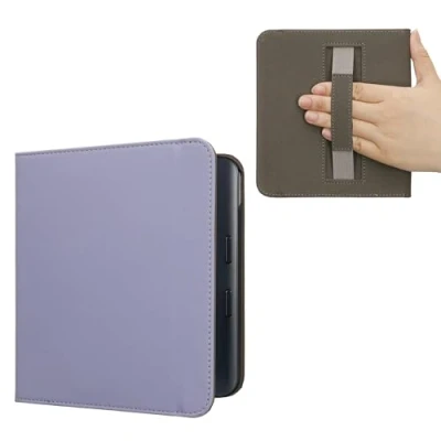 Afbeelding van kwmobile flip cover geschikt voor Kobo Libra Colour Case met magnetische sluiting en handvat Hoes e reader in lavendel design