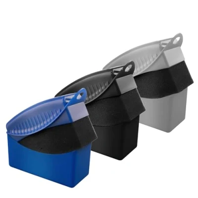 Afbeelding van HOMURY Tire Dressing Applicator Pad: 3 Stuks auto Reinigingsspons Aanbrengspons met Deksel Bandenglansgel Bandenverzorging Bandenreinigingsgereedschap voor de