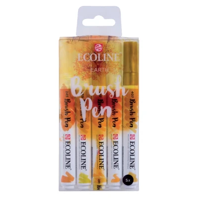 Afbeelding van Brushpen Talens Ecoline set aarde blister à 5 stuks ass