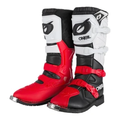 Afbeelding van O&#039;NEAL Motocross Laarzen Enduro Motorfiets Comfort door Air Mesh Insole, vier gespen, hoge kwaliteit synthetisch materiaal Rider Pro Volwassen Zwart Wit Rood Maat 48