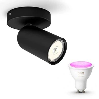Afbeelding van Philips myLiving Pongee Opbouwspot White &amp; Color Ambiance GU10 1 Hue Lamp Wit en Gekleurd Licht Dimbare Plafondspots