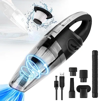 Afbeelding van URAQT Handstofzuiger, 120W Auto Stofzuiger, Stofzuiger Snoerloos, Draagbare met 5 Accessoires en HEPA Filter, USB Oplaadbare Nat &amp; Droog Stofzuigers Voor Thuis, Kantoor,