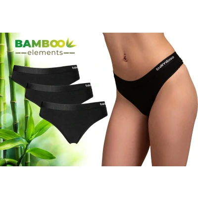 Afbeelding van Bamboo Ondergoed Dames String Bamboe 3 Stuks Zwart M Lingerie Onderbroeken Slips