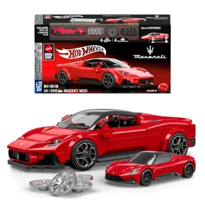 Afbeelding van ​Mattel Brick Shop Hot Wheels Speed Serie, Bouwset, Maserati MC20 met 250 Onderdelen, Realistische Details en Speciale Stickers, voor Volwassen Verzamelaars Kinderen Vanaf 10 Jaar, JFR90