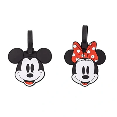 Afbeelding van Disney Mickey en Minnie Mouse rood zwart 2 delige bagagelabelset