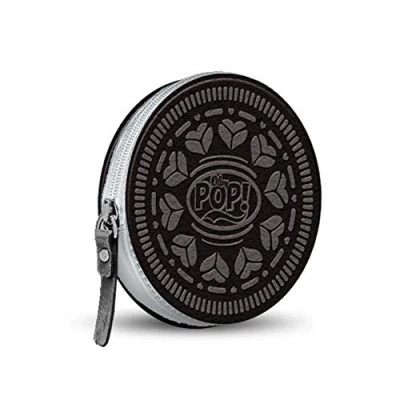 Afbeelding van Oh My Pop Pop! Zwarte Cookie ronde portemonnee muntzak, 12 cm, zwart