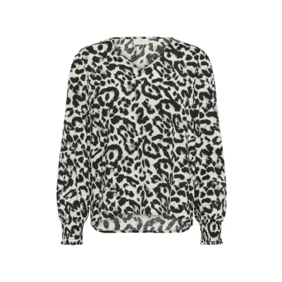 Afbeelding van Kaffe Blouse Kaalice 10509405 106816 White/black Leopard Dames Maat W34