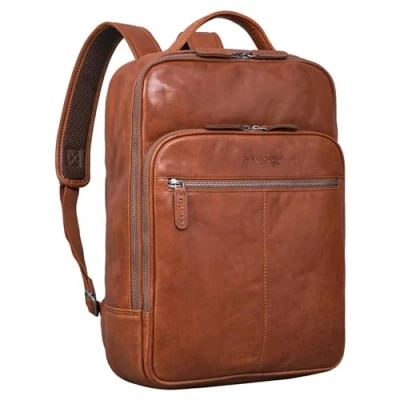 Afbeelding van STILORD &#039;Pietro&#039; Business Lederen Rugzak Grote Laptop 15.6 inch Vintage Backpack voor Kantoor Werk Trolley XL Echt Leder, Kleur:maraska bruin