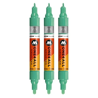 Afbeelding van Molotow One4All acryl Twin Marker (lijndikte 1,5 mm en 4 mm, zeer dekkend permanent) 3 stuks kleur 234 calypso medium