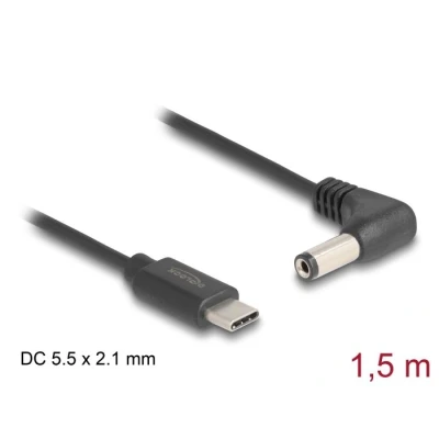Afbeelding van Delock USB Type C™ Stromkabel zu DC 5,5 x 2,1 mm Stecker gewinkelt 1