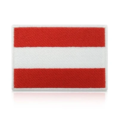 Afbeelding van Finally Home Oostenrijkse vlagpatch met klittenband op de achterkant, vlag, klittenbandpatches, wapenschapen patches, tactische airsoft klittenbandpatch
