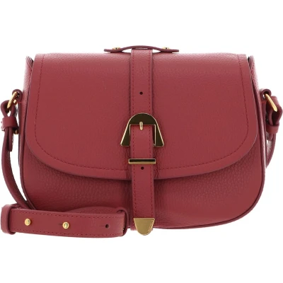 Afbeelding van COCCINELLE Leren Schoudertas Aura Mini Bag Grained Leather Pot Lichtrood