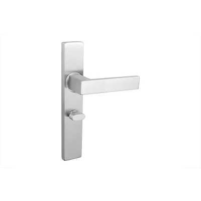 Afbeelding van Lavuzo deurkruk Imperio RVS met rechthoekig schild WC63/8 badkamersluiting Per set