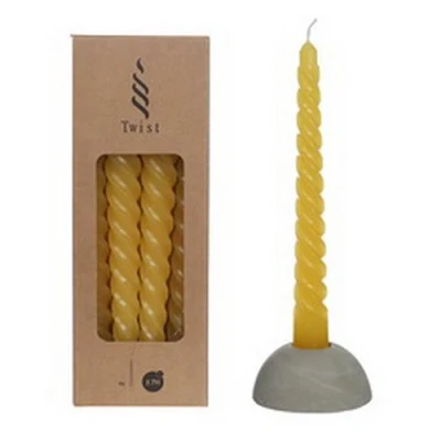 Afbeelding van Twist kaars Geel set van 4 stuks 19cm