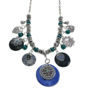 Afbeelding van Behave Ketting met decoratieve hangers in bloemvorm en hartjesvorm