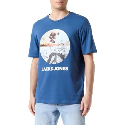 Afbeelding van JACK &amp; JONES JJNAVIN Tee SS Crew Neck, blauw (ensign blue), S
