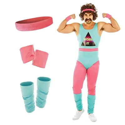 Afbeelding van Fun Shack Jaren 80 Fitness Instructeur Outfit, Aerobics Kostuum, Kostuum Mannen, 80s Fancy Dress Heren Large