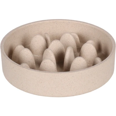 Afbeelding van &quot;Effectieve Anti Schrokbak voor Honden Langzaam Eten met Bamboe&quot; Beige / 410ml 14,50 x 4cm