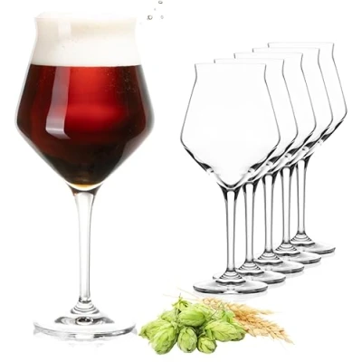 Afbeelding van PLATINUX Bierglazen Edel 400ml (max. 460ml) biertulpen set 6 delig van crystalline glas vaatwasmachinebestendig