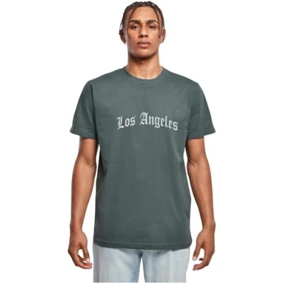 Afbeelding van Mister Tee LOS Angeles Wording Tshirt print, Heren, Maat: XL, Bottlegreen