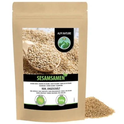 Afbeelding van Sesam wit ongeschild (500 g), witte sesamzaad ongepeld, 100% zuiver en natuurlijk, zonder toevoegingen