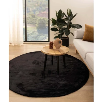 Afbeelding van Viscose Vloerkleed Rond Pearl Zwart 140 Cm