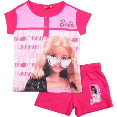 Afbeelding van Barbie shortama/pyjama fashion katoen donker roze maat 122