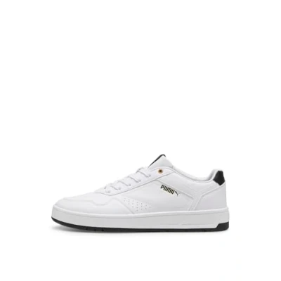 Afbeelding van PUMA Unisex Court Classic Sneaker, Wit Zwart Goud, 10.5 UK, 45 EU