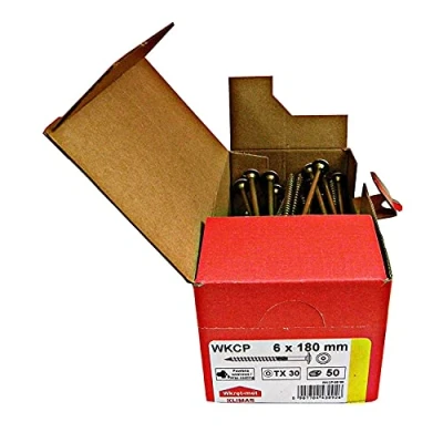 Afbeelding van Tellerkopschroeven, houtbouwschroeven, alle maten, platte kop, torx schroeven, 50 stuks, 6 x 180 mm, TX30