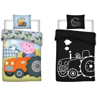 Afbeelding van Ledikant glow in the dark dekbedovertrek George pig trekker 100x135 cm